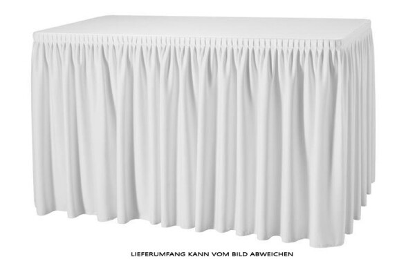 Tisch Skirting, Tischverkleidung Plissé 490x73cm Weiß