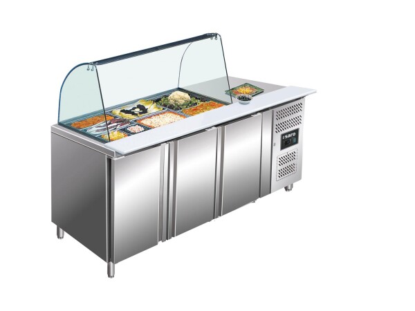 Kühltisch mit Glasaufsatz Modell GN 3100 TNS