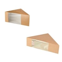 Sandwichboxen, Pappe mit Sichtfenster aus PLA, Braun