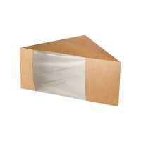 Sandwichboxen mit Sichtfenster aus PLA 12,3 cm x 12,3 cm x 8,2 cm braun