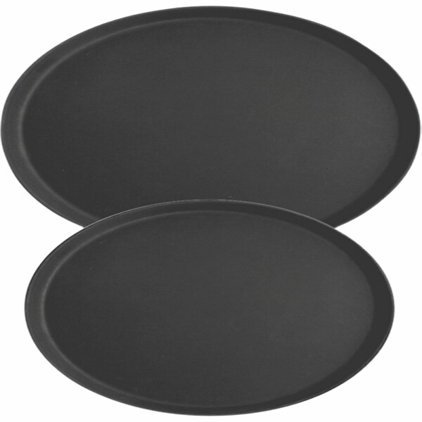 Tablett oval, mit rutschhemmender Oberfläche, schwarz, 51 x 63,5 x 2,5 cm (BxTxH)