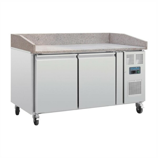 Polar Serie G 2-türiger Pizzakühltisch mit Marmorfläche 428L