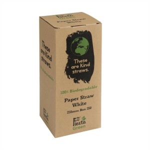 Fiesta Green Kompostierbare Papiertrinkhalme weiß (250 Stück)