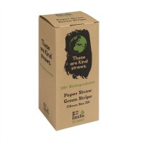 Fiesta Green Kompostierbare Papiertrinkhalme grün geringelt (250 Stück)