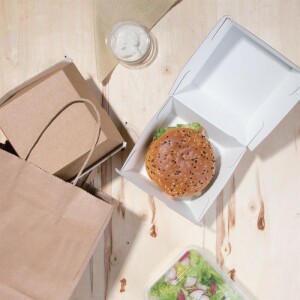Fiesta Green kompostierbare Burgerboxen aus Kraftpapier groß 112mm (150 Stück) (150 Stück)