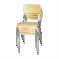 Bolero Cantina Stühle aus verzinktem Stahl mit Holzsitz und Rückenlehne (4 Stück) (4 Stück)