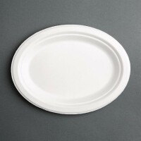 Fiesta Green kompostierbare Teller aus Bagasse oval 31,6cm (50 Stück) (50 Stück)