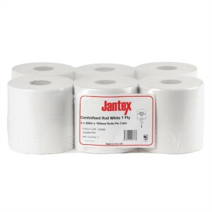 Jantex Handtuchrollen für Innenabrollung weiß 1-lagig (6 Stück)