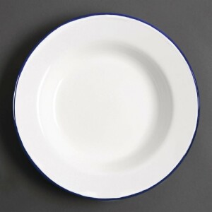Olympia emaillierte Suppenteller weiß-blau 24,5cm (6 Stück)