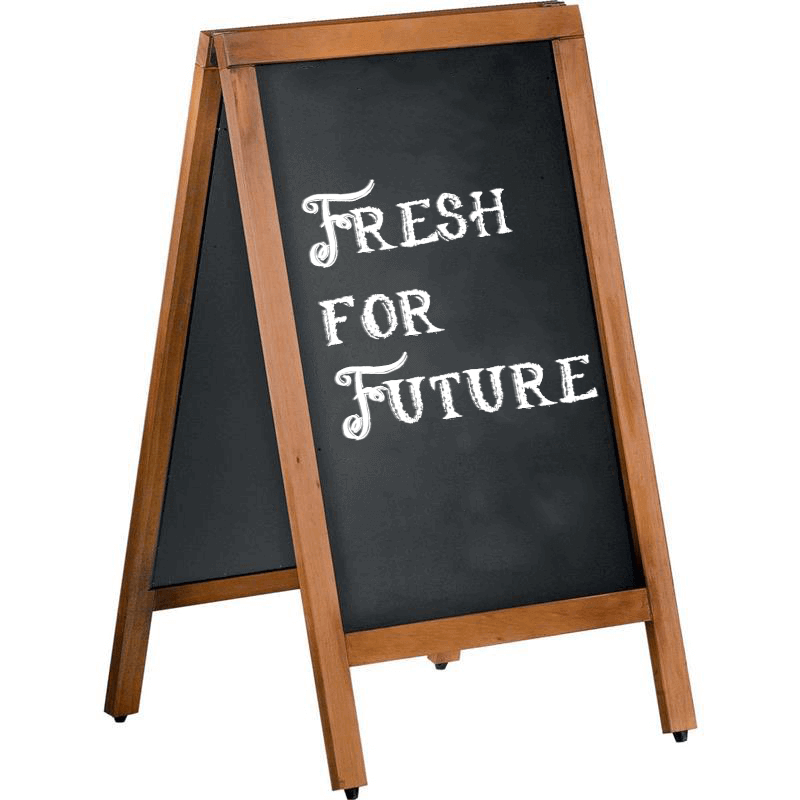 Menütafel mit Beschriftung Fresh for Future